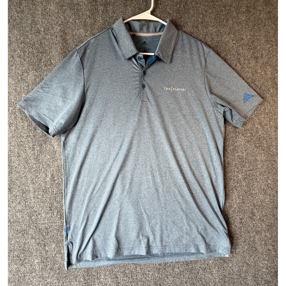 Adidas The Players Golf Polo Shirt‎ Mens Large Blue Performance Athletic